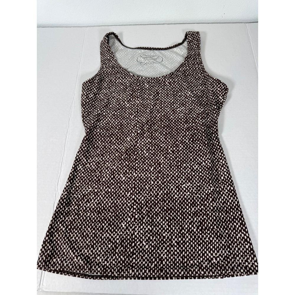 Tapemeasure Womens Brown White Dot Print Tank Top Large Athletic Workout